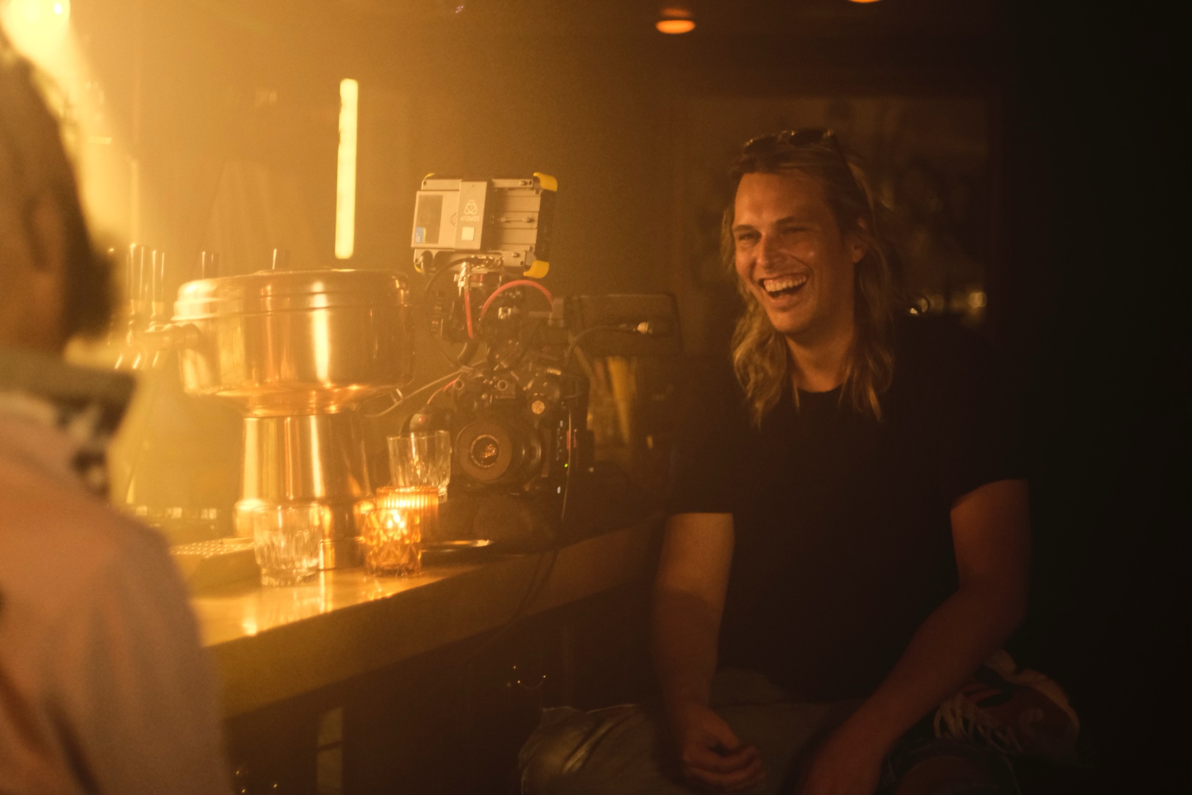 Riley Bray on set, Gibson TV production
